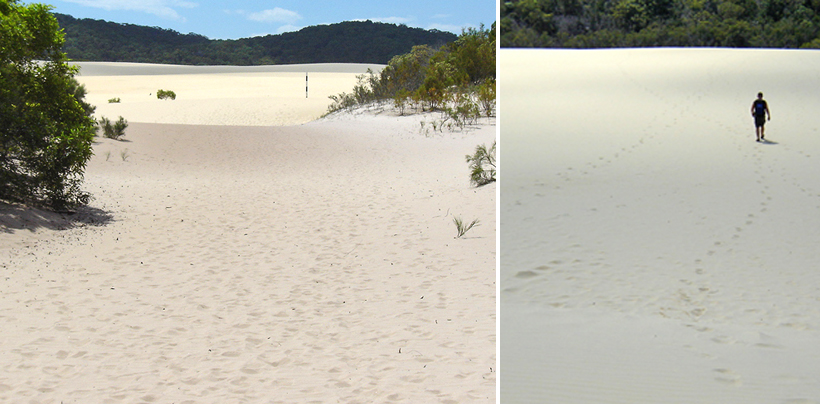 witte zandduinen op Fraser Island