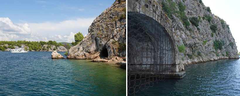 grot en ingang boottunnel aan kanaal svt ante Sibenik