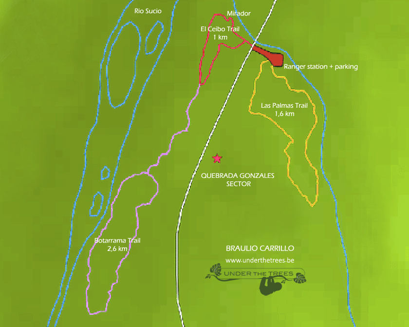 wandelen Braulio Carrillo kaart