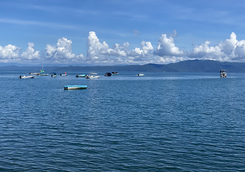bootjes op de golfo dulce in puerto jimenez